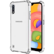 Smart Tech Samsung Galaxy A01 Shock Absorbing Darbe Emicili Şeffaf Silikon Kılıf