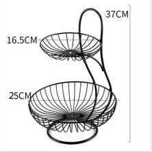 F Fityle 2 Katman Dekoratif Meyve Sepeti Bitkisel Ekmek Tutucu Raf Mutfak Siyah 2 Katman (Yurt Dışından)