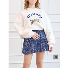 Ekru Süzene Nakışlı Sweatshirt