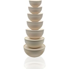 Üçsan Yuvarlak Kapaklı Kase 7'li Set Krem