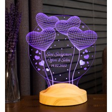 Evlilik Yıldönümü Hediyesi, Aşk Hediyesi, Sevgililer Günü Hediyesi, Sevgiliye, Eşe Hediye Balon Kalpler Gece Ve Masa Lambası