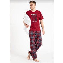 Over Pazar Erkek Baskılı Pijama Takımı Kısa Kollu