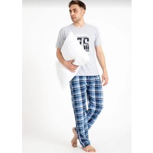 Over Pazar Erkek Baskılı Pijama Takımı Kısa Kollu