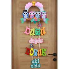 Renkli Hayallerim Baykuş Ailesi Kardeş Bebek ve Hastane Odası Kapı Süsü
