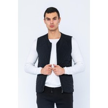 Cekmon Erkek Regular Fit Bomber Yaka Fermuarlı Çok Cepli Kapitone Spor Yelek