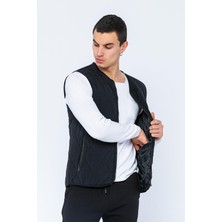 Cekmon Erkek Regular Fit Bomber Yaka Fermuarlı Çok Cepli Kapitone Spor Yelek