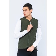 Cekmon Erkek Regular Fit Bomber Yaka Fermuarlı Çok Cepli Kapitone Spor Yelek