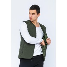 Cekmon Erkek Regular Fit Bomber Yaka Fermuarlı Çok Cepli Kapitone Spor Yelek