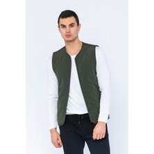 Cekmon Erkek Regular Fit Bomber Yaka Fermuarlı Çok Cepli Kapitone Spor Yelek