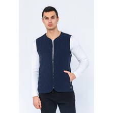 Cekmon Erkek Regular Fit Bomber Yaka Fermuarlı Çok Cepli Kapitone Spor Yelek