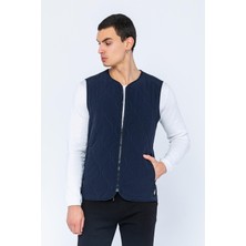 Cekmon Erkek Regular Fit Bomber Yaka Fermuarlı Çok Cepli Kapitone Spor Yelek