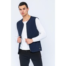 Cekmon Erkek Regular Fit Bomber Yaka Fermuarlı Çok Cepli Kapitone Spor Yelek