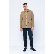 Erkek Regular Fit Düğmeli Çok Cepli Kapitoneli Kışlık Mont