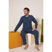 Kly 9230 Erkek Midi Yaka Pijama Takım