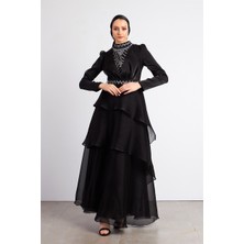 Livanomi Siyah Açelya Tesettür Abiye Elbise