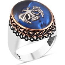 Amberkan Mineli Selçuklu Kartallı Erkek Yüzük
