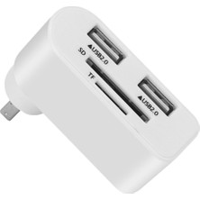 Yeajion USB Hub Ayrıştırıcı Abs Adaptör Tf Kart Okuyucu Dizüstü Bilgisayar Defteri Beyaz (Yurt Dışından)