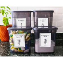 Dem Home 4' Lü Antrasit Deterjan Kutusu Saklama Kabı 3200 ml ve 2000 ml Renkli ve Beyaz Deterjan Kutusu