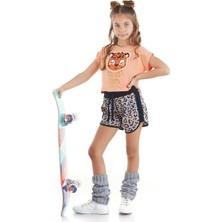 MSHB&G Leopar Kız Çocuk Crop Top Şort Takım