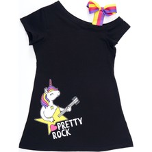 MSHB&G Unicorn Rock Kız Çocuk Siyah Elbise