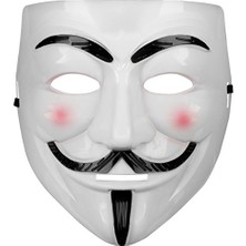 Futax Beyaz Renk Pembe Yanaklı İthal V For Vendetta Maskesi (5690)