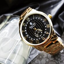 Royal Polo De Club Barcelona Kronometre Desenli Gold ve Black Karışım Renk Erkek Kol Saati