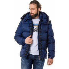 CM201 3D Nakışlı Mavi Şişme Mont