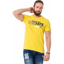 Cipo & Baxx CT735 Parlak Kabartmalı Sarı Tişört