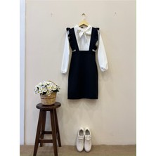 Küçüğüm Butik Lacivert Krep Salopet Etek