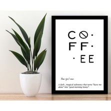 Trend Poster Coffee Siyah Çerçerve Görünümlü Duvar Tablosu Retro Ahşap Poster