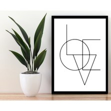 Trend Poster Love Yazılı Siyah Çerçerve Görünümlü Duvar Tablosu Retro Ahşap Poster
