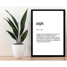 Trend Poster Aşk Yazılı Siyah Çerçerve Görünümlü Duvar Tablosu Retro Ahşap Poster