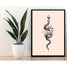 Trend Poster Siyah Çerçerve Görünümlü Duvar Tablosu Retro Ahşap Poster