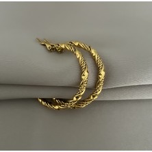 Purplefly Jewels Kadın Desenli Vintage Burgu Gold Renk Kararmaz Çelik Küpe (30MM/3CM) PRP-Ç0195