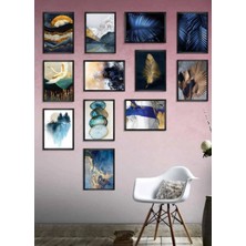 Trend Poster Siyah Çerçerve Görünümlü Set Duvar Tablosu Retro Ahşap Poster