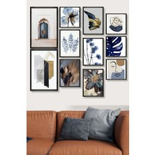 Trend Poster Siyah Çerçerve Görünümlü Set Duvar Tablosu Retro Ahşap Poster