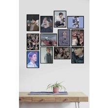 Trend Poster Kore Siyah Çerçerve Görünümlü Set Duvar Tablosu Retro Ahşap Poster