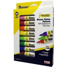 Brons Doldurulabilir Beyaz Tahta Kalemi 10 Renk Set Ergonomik Tasarım 3 mm Uç