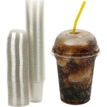 Şahin Ambalaj Plastik Şeffaf Bardak Kapaklı 300ML cc Milkshake Bardağı 100 Adet