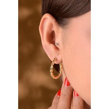 Eylül'ün Takısı Altın Renk Burgu Klipsli Halka Küpe