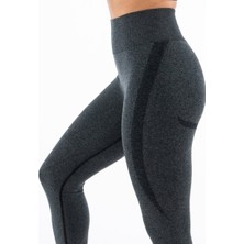 Baim Seamless Push Up Black And  Grey Spor Tayt