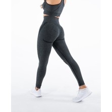 Baim Seamless Push Up Black And  Grey Spor Tayt