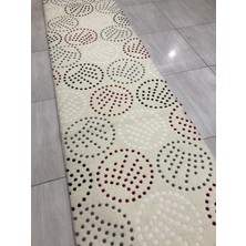 Burak Halı Samyeli 10941 Wk 80X300 Krem Kırmızı Gri Yolluk !