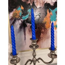 Iv Candles Homedecor 3'lü Mavi Burgulu Şamdan Mumu