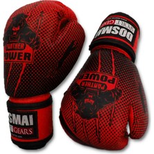 Dosmai Panther Power Serisi 12 Oz Kırmızı Boks Kick Boks Eldiveni PU Malzeme ile Erkek Kullanımına Uygun