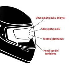 Ebakbak Raleri Pinlock Üniversal Kask Buğu Önleyici Standart Boy (Buğu Camı)