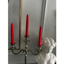 Iv Candles Homedecor 3'lü Kırmızı Burgulu Şamdan Mumu