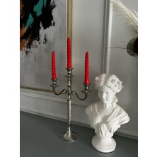 Iv Candles Homedecor 3'lü Kırmızı Burgulu Şamdan Mumu