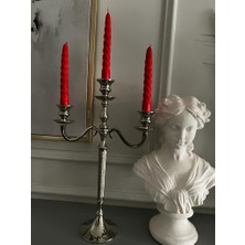 Iv Candles Homedecor 3'lü Kırmızı Burgulu Şamdan Mumu