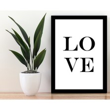 Trend Poster Love Yazılı Siyah Çerçerve Görünümlü Duvar Tablosu Retro Ahşap Poster